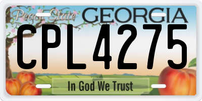 GA license plate CPL4275