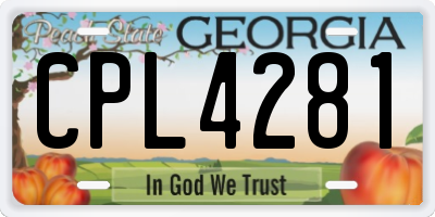 GA license plate CPL4281