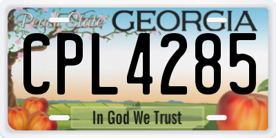 GA license plate CPL4285