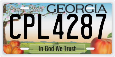 GA license plate CPL4287