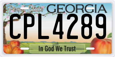 GA license plate CPL4289