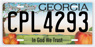 GA license plate CPL4293