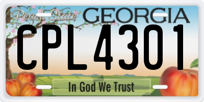 GA license plate CPL4301