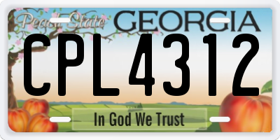 GA license plate CPL4312