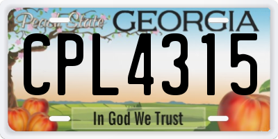 GA license plate CPL4315