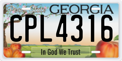 GA license plate CPL4316