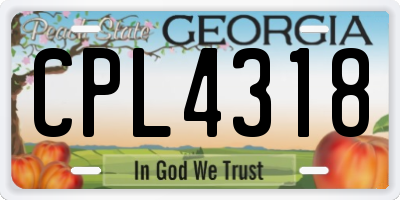 GA license plate CPL4318