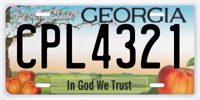 GA license plate CPL4321
