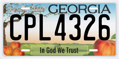 GA license plate CPL4326