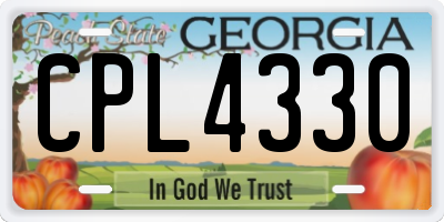 GA license plate CPL4330