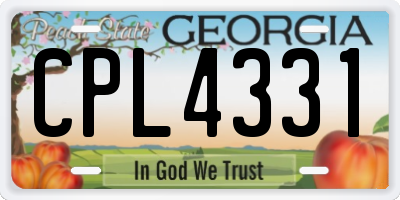 GA license plate CPL4331