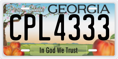 GA license plate CPL4333