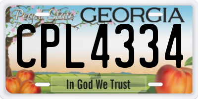 GA license plate CPL4334