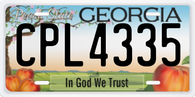 GA license plate CPL4335