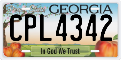 GA license plate CPL4342