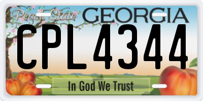 GA license plate CPL4344