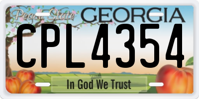 GA license plate CPL4354
