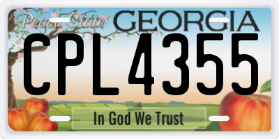 GA license plate CPL4355