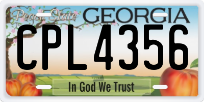 GA license plate CPL4356