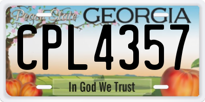 GA license plate CPL4357