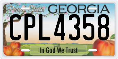 GA license plate CPL4358