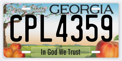 GA license plate CPL4359