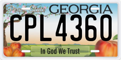GA license plate CPL4360