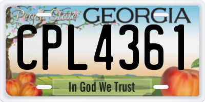 GA license plate CPL4361