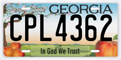 GA license plate CPL4362
