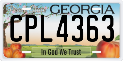 GA license plate CPL4363