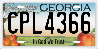 GA license plate CPL4366