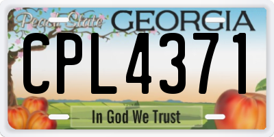 GA license plate CPL4371