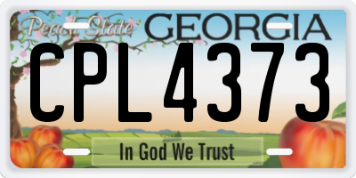 GA license plate CPL4373