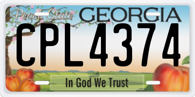 GA license plate CPL4374