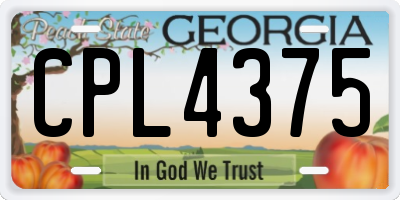 GA license plate CPL4375