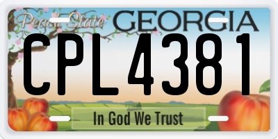 GA license plate CPL4381