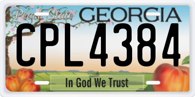 GA license plate CPL4384
