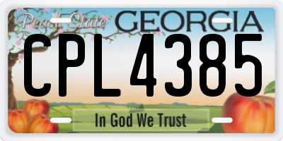 GA license plate CPL4385