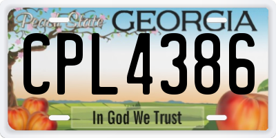 GA license plate CPL4386