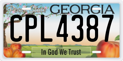 GA license plate CPL4387