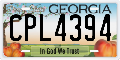GA license plate CPL4394
