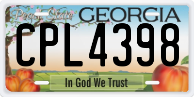 GA license plate CPL4398