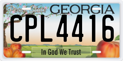 GA license plate CPL4416