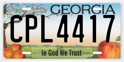 GA license plate CPL4417