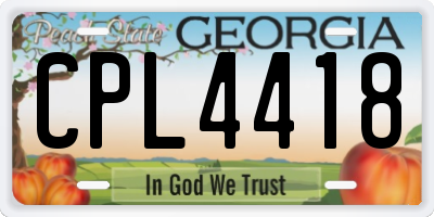 GA license plate CPL4418