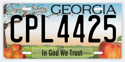 GA license plate CPL4425