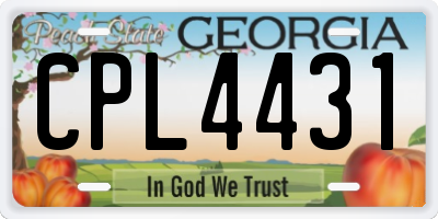 GA license plate CPL4431
