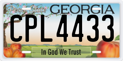 GA license plate CPL4433