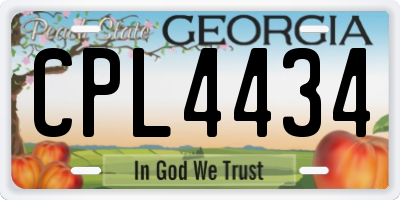 GA license plate CPL4434