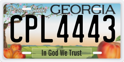 GA license plate CPL4443
